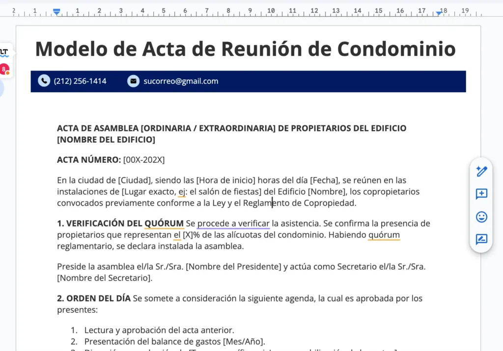 Modelo de Acta de Reunión de Condominio: Ejemplos Word 