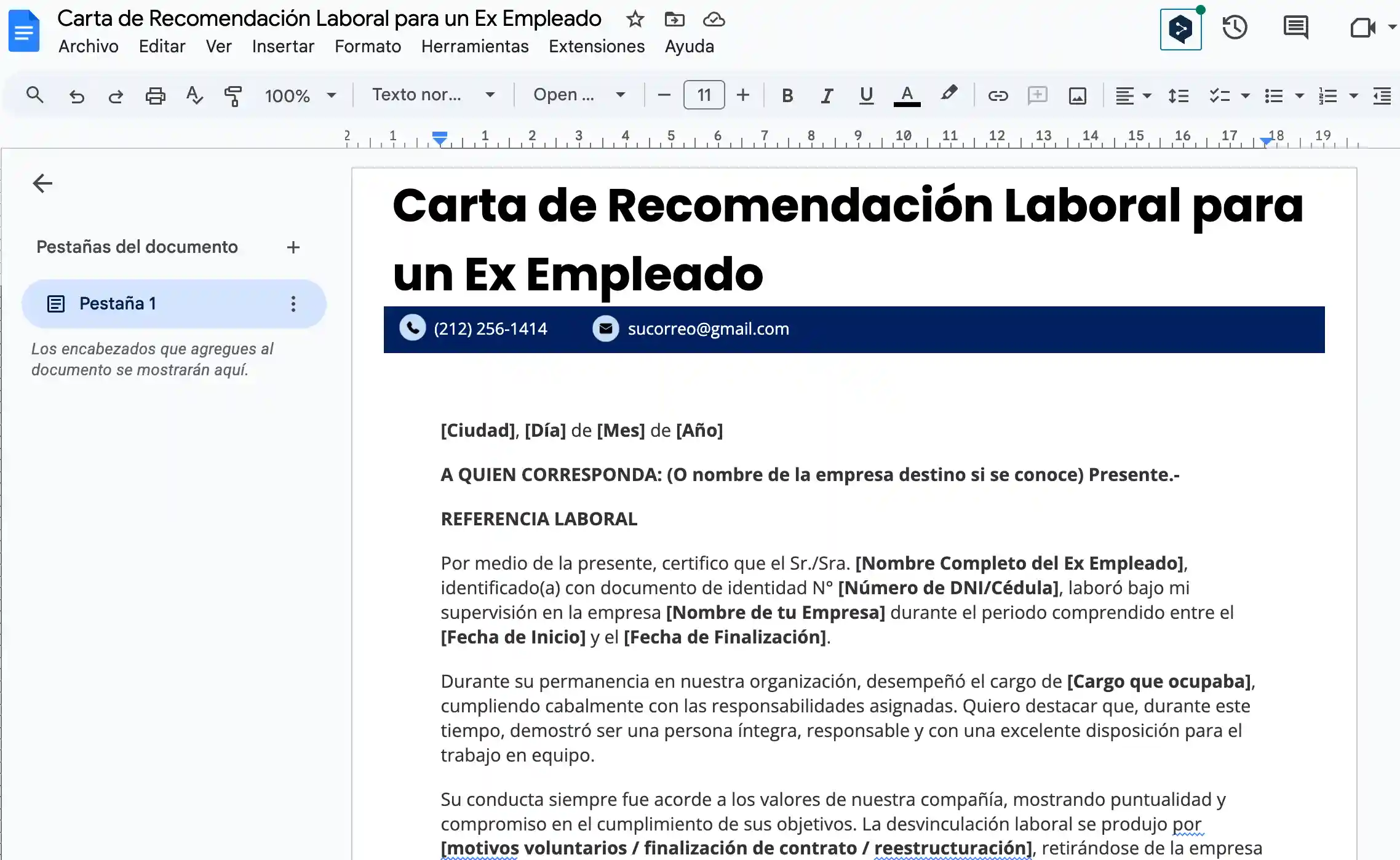 Carta de recomendación laboral para un ex empleado
